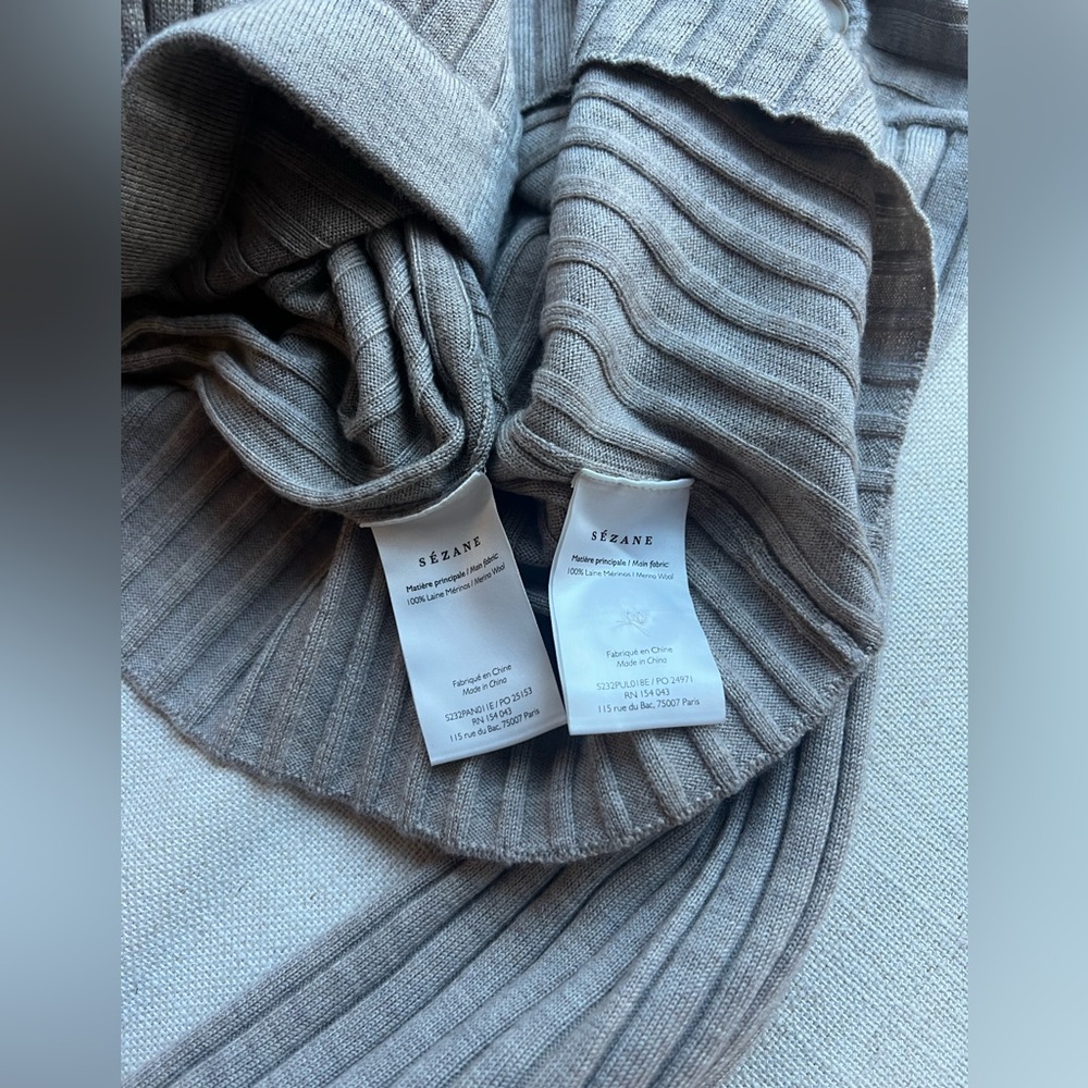 ***La Maille Sezane Maxence Wool
Ribbed Lazare Trousers - Sandstone SET new - Picture 3 of 8